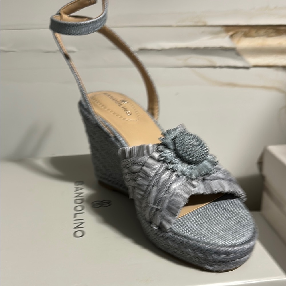 Bandolino Gray Woven Wedges with Metallic Finish
